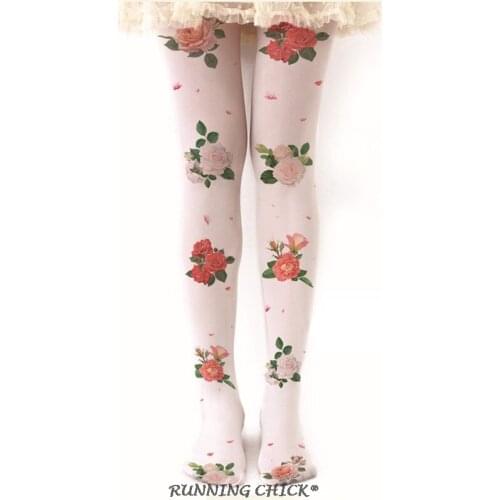 Rose Flower Printing Pantyhose