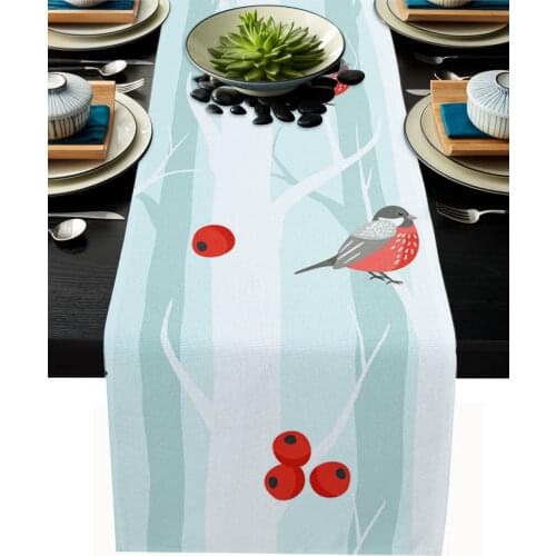 Home Table Runner Christmas Fruit Birdie Cupboard Coffee Table Cover Cloth Birthday Party Dinner Table Decoration Base Cloth