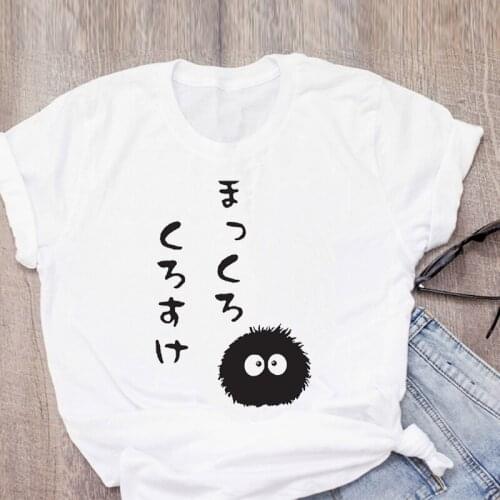 Dustbunny Kawaii T Shirt Women Harajuku Casual Short Sleeve T-shirt Summer Totoro Graphic Tee Tops Japanese Anime t shirt