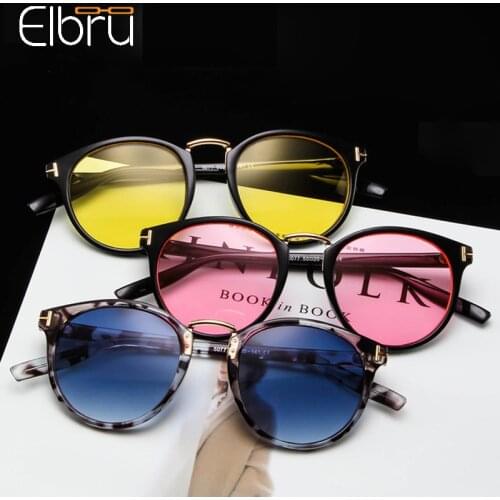 Elbru T-shaped Sunglasses For Male Female Vintage Round Sun Glasses Colorful Eyewear For Women Fashion Sunshades For Men Driving