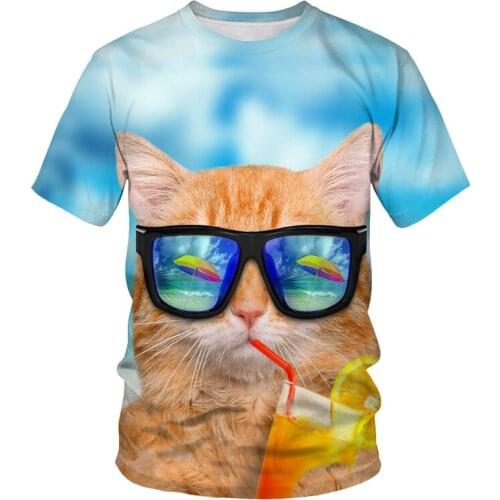 Men new cat print T-shirts 3D Anime t-shirt Harajuku Cartoon T shirt Mens clothes Summer breathable t-shirts Hip hop streetwear