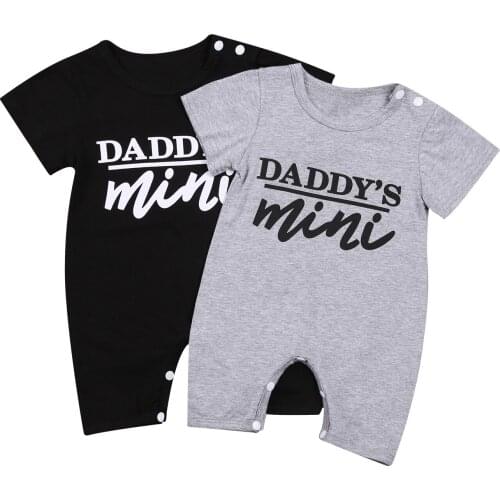 Newborn Baby Girls Boys Cotton Rompers, Cute Letter Print Short Sleeve Crew Neck One-Piece Jumpsuits Summer Clothing