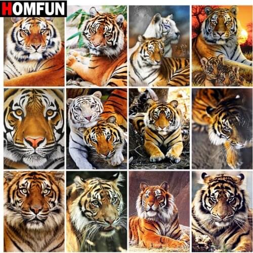 HOMFUN Rhinestone Painting Crystal Decor Diy Diamond Painting "Lion animal" 3D Cross Stitch Pattern Diamond Embroidery