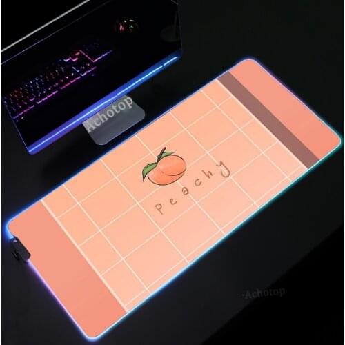 Fruit Kawaii RGB Mouse Pad PC Gamer Completo Pink Cute Mouse Pad Carpet LED Gaming Accessorie Mouse Pad Anti Slip Desk Mousepad