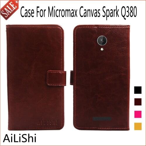 AiLiShi Flip Leather Case For Micromax Canvas Spark Q380 Case Book Style Protective Cover Phone Bag Wallet 4 Colors