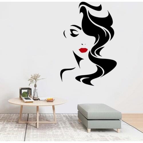 Beautiful Woman Wall Sticker Beauty Salon Vinyl Decal Sexy Red Lip Girls Room Decoration Personailzed Living Room Wall Art Mural