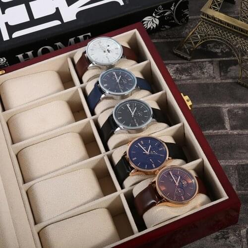 HOT SALES!!! Luxury 10 Grids Wooden Wrist Watch Display Box Jewelry Storage Organizer Case Red Wood Watch Box watches organizer