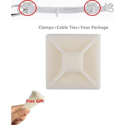 Best Sale White Cable Base Mounts 2.5cmX2.5cm Self Adhesive Cable Wire Zip Tie Mounts Bases Wall Holder Fixing Seat Clamps