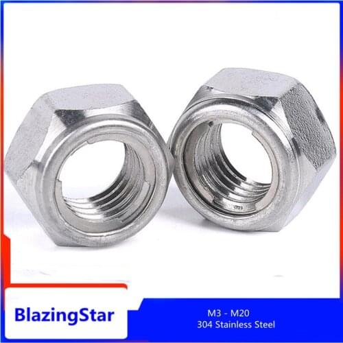 M3 M4 M5 M6 M8 M10 M12 M16 M20 304 Stainless Steel Metal Lock Hexagon Nut Metal Self Locking Nut