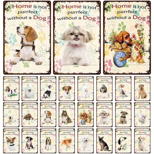 Metal Irons Plaque Painting American Style a Home Is Not Purrfect Without a Dog Tin Painting for Bedroom Posters Decoration