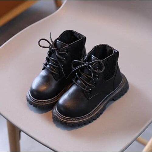 Fashion Children Boots Girls Boys Waterproof Leather Zipper Rubber Martin Boots Boys Girls Snow boots 21-30 Fashion Short Boots