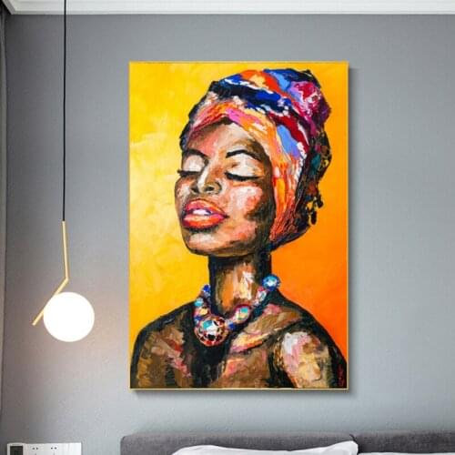 Modular Picture Print Painting Wall Art Posters Abstract Knife Portrait Sexy African Women Canvas Home Decor Modern Living Room