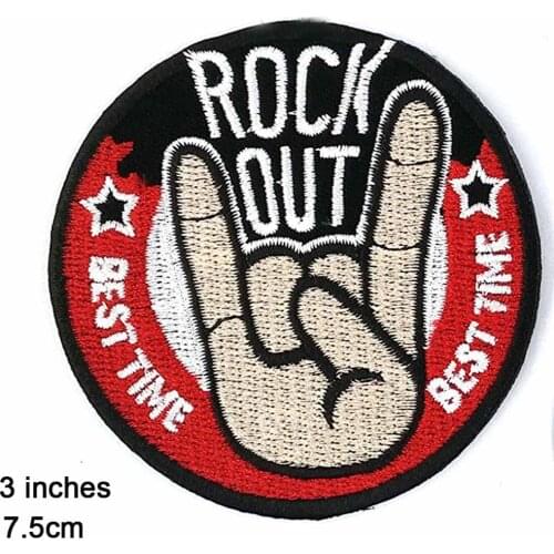 Rock Out Music Iron On Patches Embroidered Clothes Patch For Clothing Clothes Stickers Garment Apparel Accessories