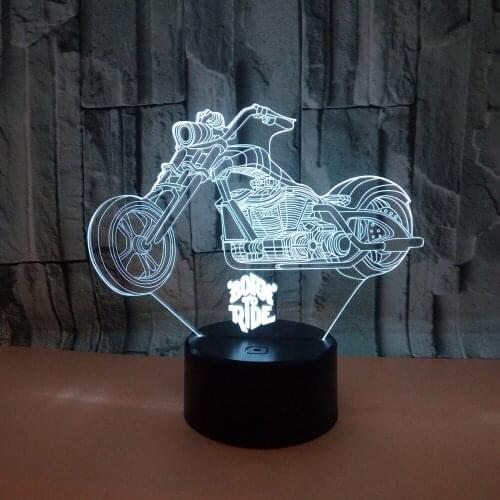 New Motorcycle 3d Lamp 7 color 3d Led Deco Lamp sGradual Touch Remote Control Creative 3d Led Small Table Lamp