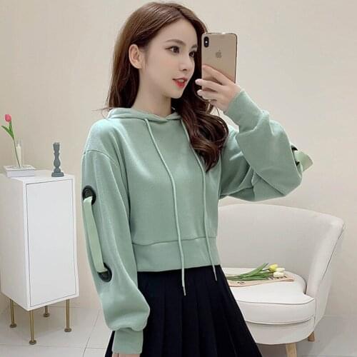 Fall 2020 Fashion Womens Hoodie Solid New Street Top Loose Casual Womens Sweatshirt Short Pullover D4475682