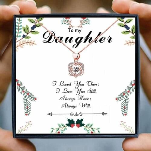 Rose Gold Necklace Women Daughter Gift Heart Pendant Necklace for Women Mother Collares Girl Necklace Jewelry Birthday Party