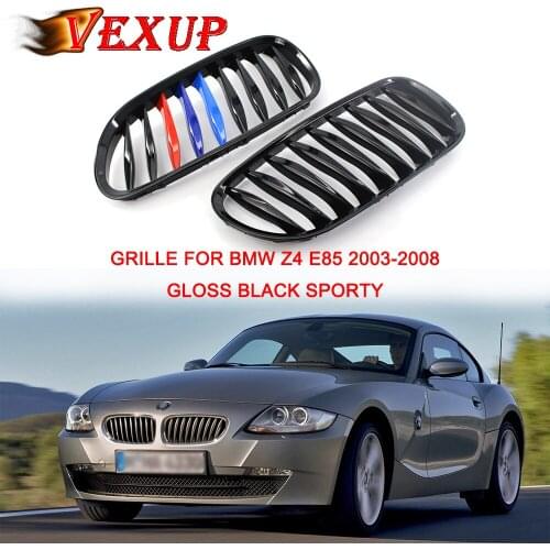 E85 Grille Front Replacement Kidney Grill Car Front Kidney Grille Gloss Black Sporty Style Grill for BMW Z4 E85 2003-2008