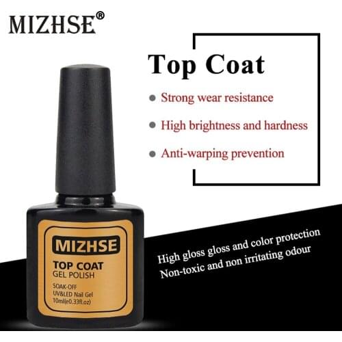 MIZHSE 10ml Reinforce Top Coat Protect Nails UV Nail Varnish Polish Soak Off Nail Primer Top Coat Nail Art UV Gel Lak