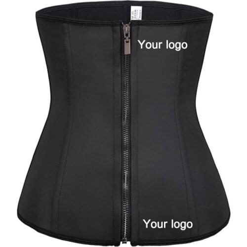 YAGIMI Slimming Corset Shapewear Faja Colombia Logo Print Latex Waist Trainer with Hook and Zip Design 9 Steel Bones Body Shaper