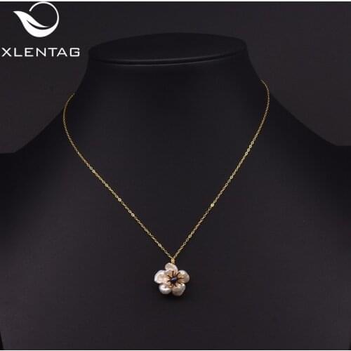 "Xlenag Natural Baroque Pearl Petal Pendant Necklace Aesthetic Retro Boyfriend Gift Popular Harajuku Accessories Jewelry Gn0221C