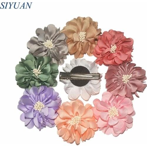 5pcs/lot Lovely Hairpin 4.5cm Polyester Fabric Flower with Alligator Hair Clip Hairpin Accessories for Girl & Women FC120