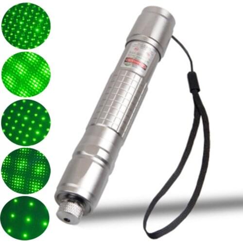 Green laser pointer high-power 5mw laser sight, super far radiation 10000m laser pointer 5pcs head and 18650 battery combination