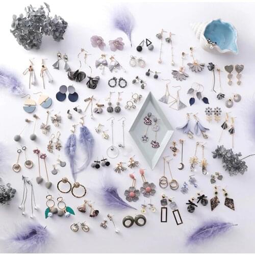 New Fashion Grey Series Korean Sweet Earrings Korean Tassel Long Cute Statement Geometric Drop Earrings For Women Gift Jewelry