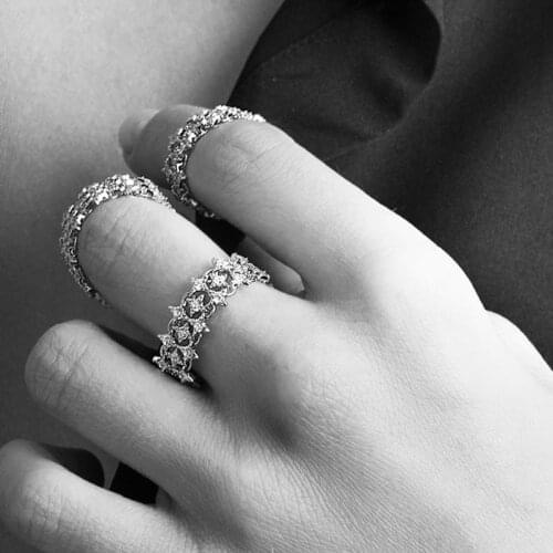 SLJELY 925 Sterling Silver Starry Finger Ring Inlaid Cubic Zircon Star Soft Phalanx Rings for Women Girls Fashion Brand Jewelry