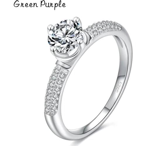 Ring s925 Sterling Silver Round Crown Four Claw Zircon Classic Finger Rings For Women Luxury Wedding Fine Jewelry Accessories