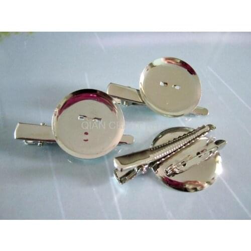 120 pcs Metal Silver tone Brooch Pin/40~46mm Alligator Clip Combo - 24~29mm Glue Pad-JS0055(a)