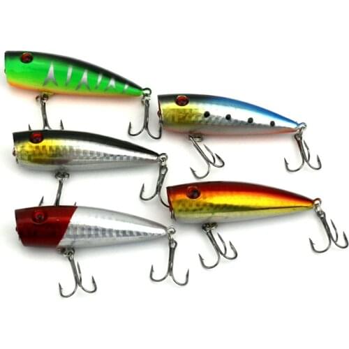 5pcs Floating Popper Fishing Lure 7cm 9g Top Water Vibration Hard Bait Crankabait Artificial Bait