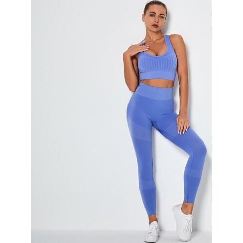 2021 Seamless Yoga Set Women Fitness Clothing Sportswear High Waist Gym Leggings+Push Up Sport Bra 2 Piece Sports Suits