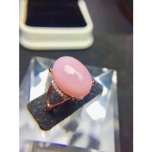 Big Stone Pink opal ring Free shipping Natural real Pink Opal ring 925 sterling silver Fine handwored jewelry