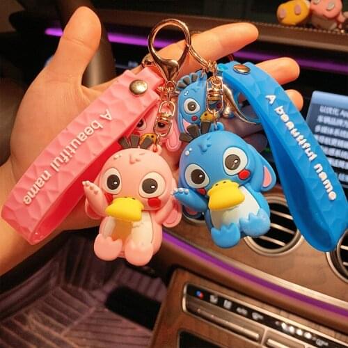 New Disney Cartoon Cute Stitch Keychain Duck Mickey Mouse PVC Figures Pendant Key Chain For Girl Boys Car Bag Keyring Ornament