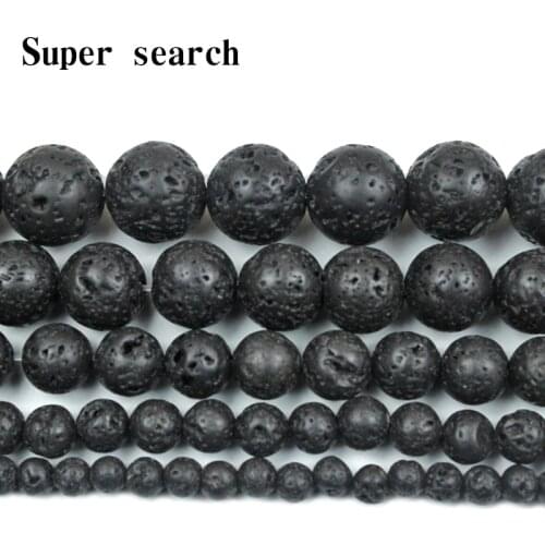 High Quality Black Natural Stone Volcanic Lava Stone 4, 6, 8, 10, 12MM Loose Beads Fit for Diy Jewelry Making Beads Accessories