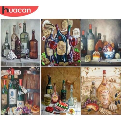 HUACAN DIY Painting By Number Wine Drawing On Canvas Frame Picture By Numbers Handpainted Modern Wall Art Gifts