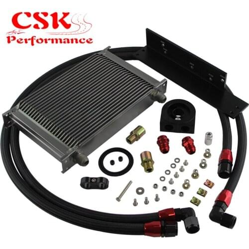 25 Row Bolt On Oil Cooler Kit Fits For Nissan Fairlady 03-08 350Z VQ35 / 2009-2017 370Z VQ37 Silver/Black