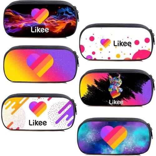 Likee App Cosmetic Cases 3D "LIKEE 1 (Like Video)" Pencil Case Women Russia Likee Pencil Box Girls Heart Cat Funny Makeup Bag