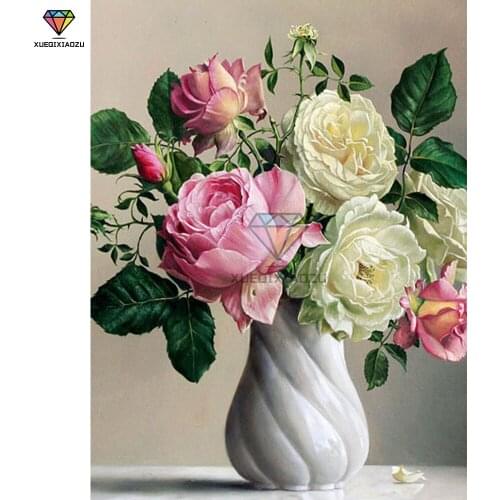 XUEQIXIAOZU Full Round Flower and bottle Diamond drawing Diamond embroidery 5D DIY Diamond setting Mosaic painting gift 2020 New