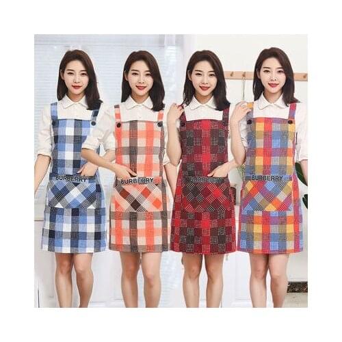 Kitchen apron waterproof oil proof cooking blouse fashion household women fabric aprons work cotton cotton linen back dress