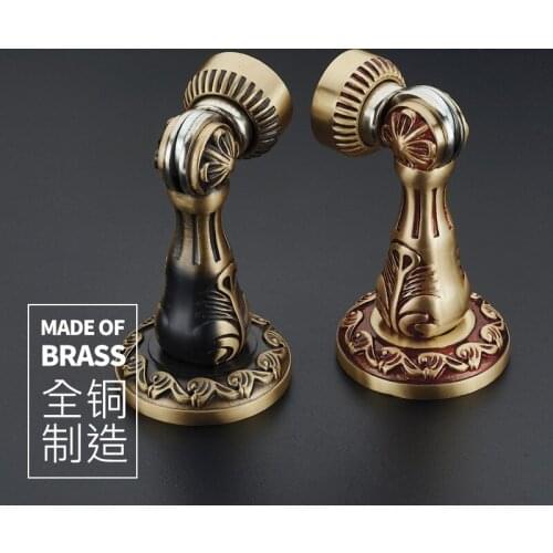 Brass European door stop strong magnetic door keeps door bumper simple style high quality electroplated door stopper