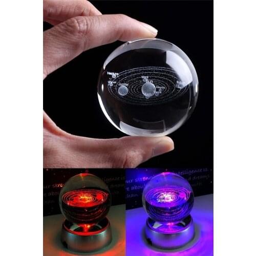 Milky Way Solar System Illuminated Glass Globe Luminous Crystal Ball 6 Cm Diameter