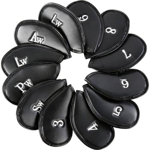 Mounchain 12pcs/set Leather Golf Club Iron Head Covers Golf Headcover