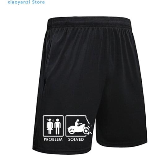New Funny Problem Solved Men Women Summer Sports Shorts Set Motorcycle Biker Sweatpants Birthday Fitness Pants Unisex clothing