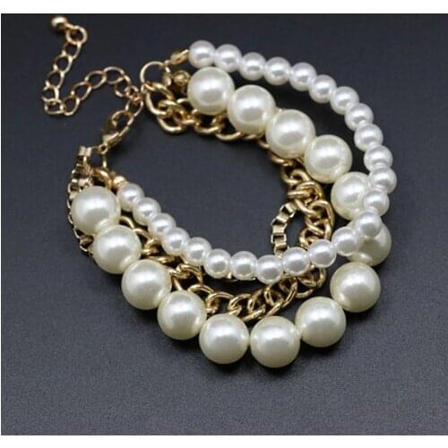 NEW NO min. order with Natural imitation pearl bracelet female