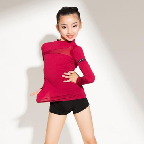 Latin Dance Clothes Female Childrens Autumn And Winter Top Professional Practice Clothing Childrens Long sleeve Shirt DL6200