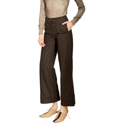 Original High Quality Woolen Slim Straight Leg Pants Female Warm Office Lady Formal Trousers 2021 Spring New Womens Bottoms