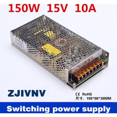 ZJIVNV 150W switching switch power supply 15v 10a transformer 15v ac-dc converter led strip lighting for display (s-150-15)