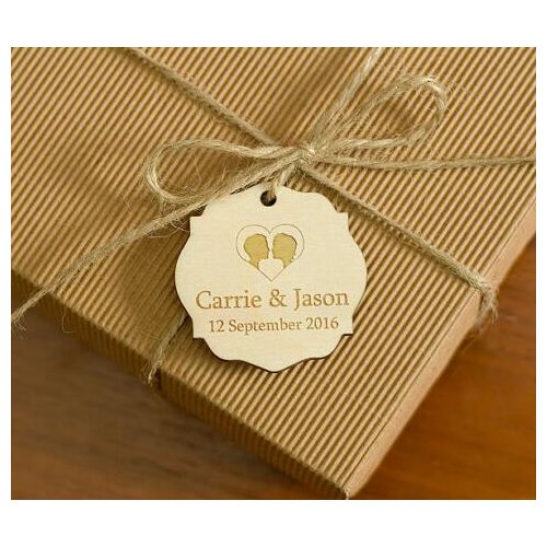 Custom engraved Wooden wedding thank you gift favor hang tags engagement bridal shower party favors invitation labels