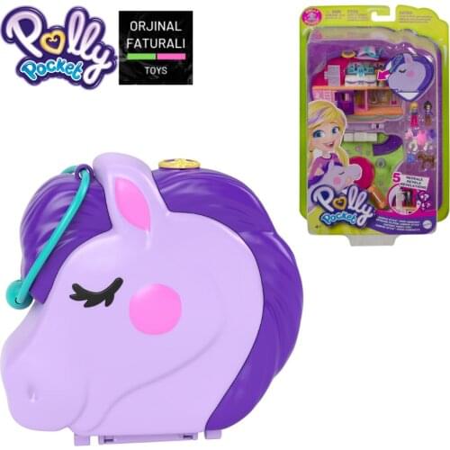 Polly Pocket Pony Compact with Horse Show Small Toys for Girls Birthday Gift Original Jumpin Style Top Brand for ChildrenGTN14